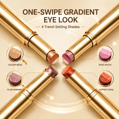 Pack of 4 3-Color Eyeshadow Stick Gradient, Waterproof Long Lasting Creamy Shimmer Eye Shadow, Portable Smudge-Proof Glitter Makeup for Women, Day to Night (Fine Shimmer Brownish Orange)