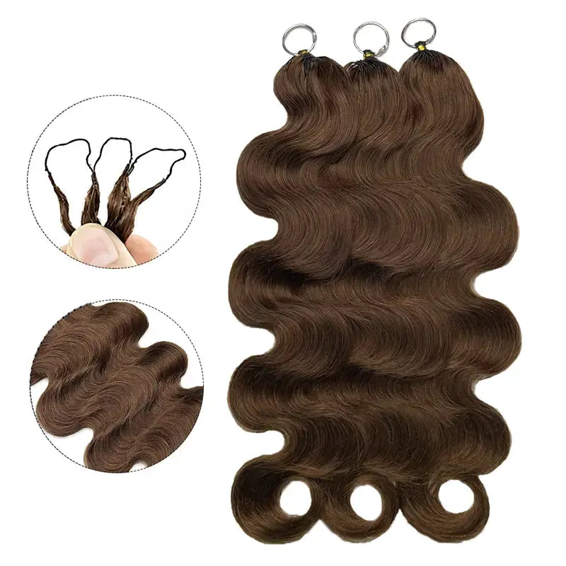 Asakiss Hair #4 Chocolate Brown Body Wave Crochet Human Hair for Miracle Knots, Burmese Curlycrochet Hair Pre-Separated Soft Lightweight Natural Look Boho Braids 50G/Pack,4-5 Packs for Full Head,Reusable Feather Crochet Extensions