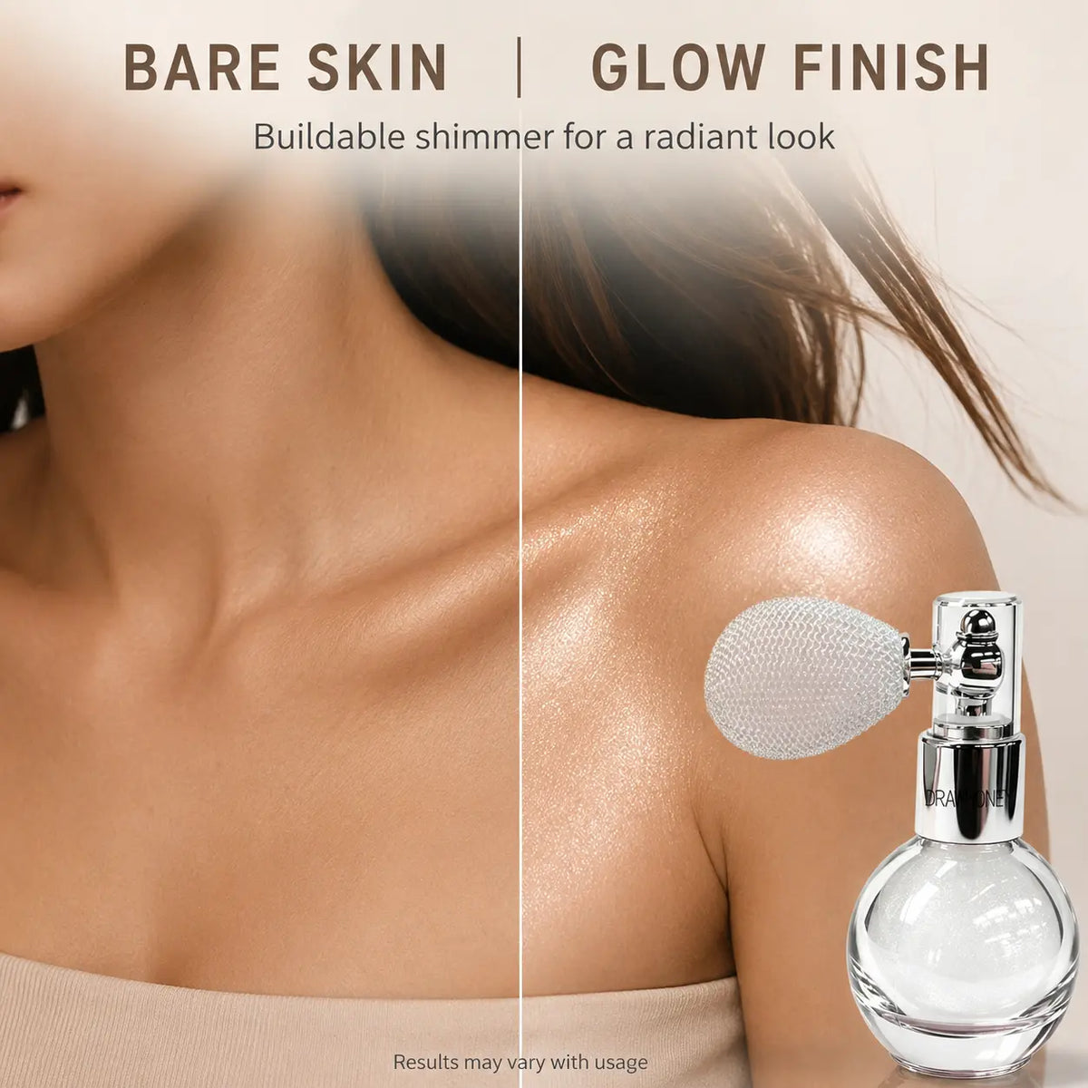 Drawhoney Face & Body Highlighting Powder Spray - Highlighter Makeup, Cosmetics Highlighter, Soft Glow All-Day Illuminator, Portable, No Harsh Texture, Ideal for Dates & Daily Use, Elegant Vibe Daily Makeup Tool