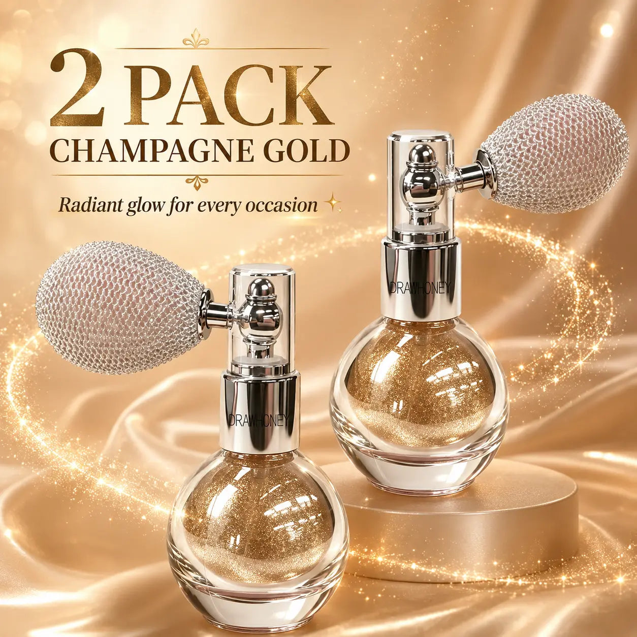 Drawhoney Face & Body Highlighting Powder Spray - Highlighter Makeup, Cosmetics Highlighter, Soft Glow All-Day Illuminator, Portable, No Harsh Texture, Ideal for Dates & Daily Use, Elegant Vibe Daily Makeup Tool