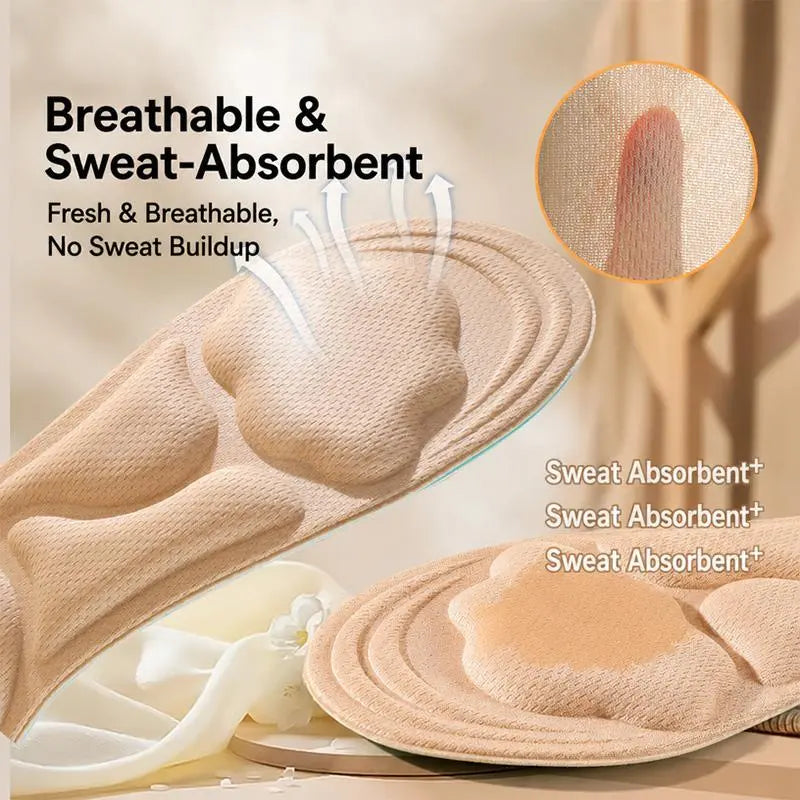 5D Cloud Technology Insoles, Super Soft, Sweat-Wicking, Breathable, Ultra Comfortable, Sports Shoe Insoles with Acupoint Function Massage Beige Footwear