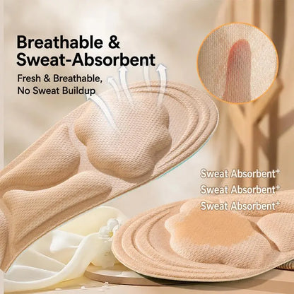 5D Cloud Technology Insoles, Super Soft, Sweat-Wicking, Breathable, Ultra Comfortable, Sports Shoe Insoles with Acupoint Function Massage Beige Footwear