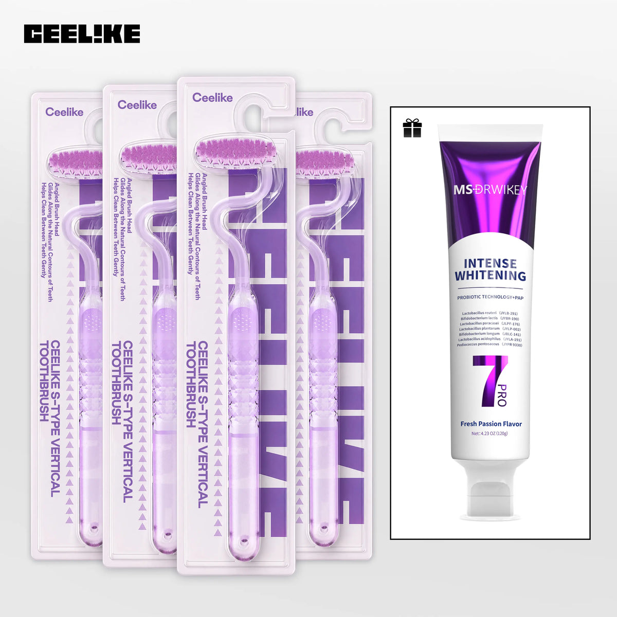 CEELIKE S-Type Vertical Toothbrush - Ultra-Soft Fine Bristles, Oval Design, Polypropylene & PBT Plastic, Unisex Adult Non Toxic Toothbrush for Oral Care Supplies, Deep Clean & Sensitivity Relief, Daily Dental Care