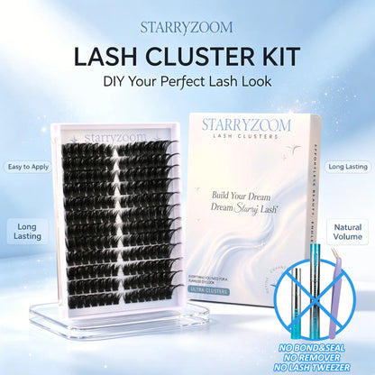 DIY At-Home Lash Cluster Kit for Eyelash Extensions, Complete Makeup Set with Bond, Seal, Remover & Applicator, Adult-Use False Lashes, Cosmetics Accessories, Eye Makeup Tool