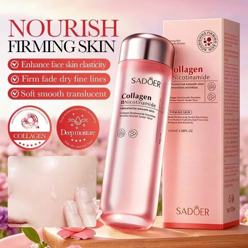 Korean Collagen Toner with Niacinamide 5.07 Fl Oz – Anti-Aging Facial Essence for Wrinkle Care, Fine Lines & Pore Minimizing – Hydrating Nourishing Face Mist for Dry Mature Skin, Daily K-Beauty Skincare Routine