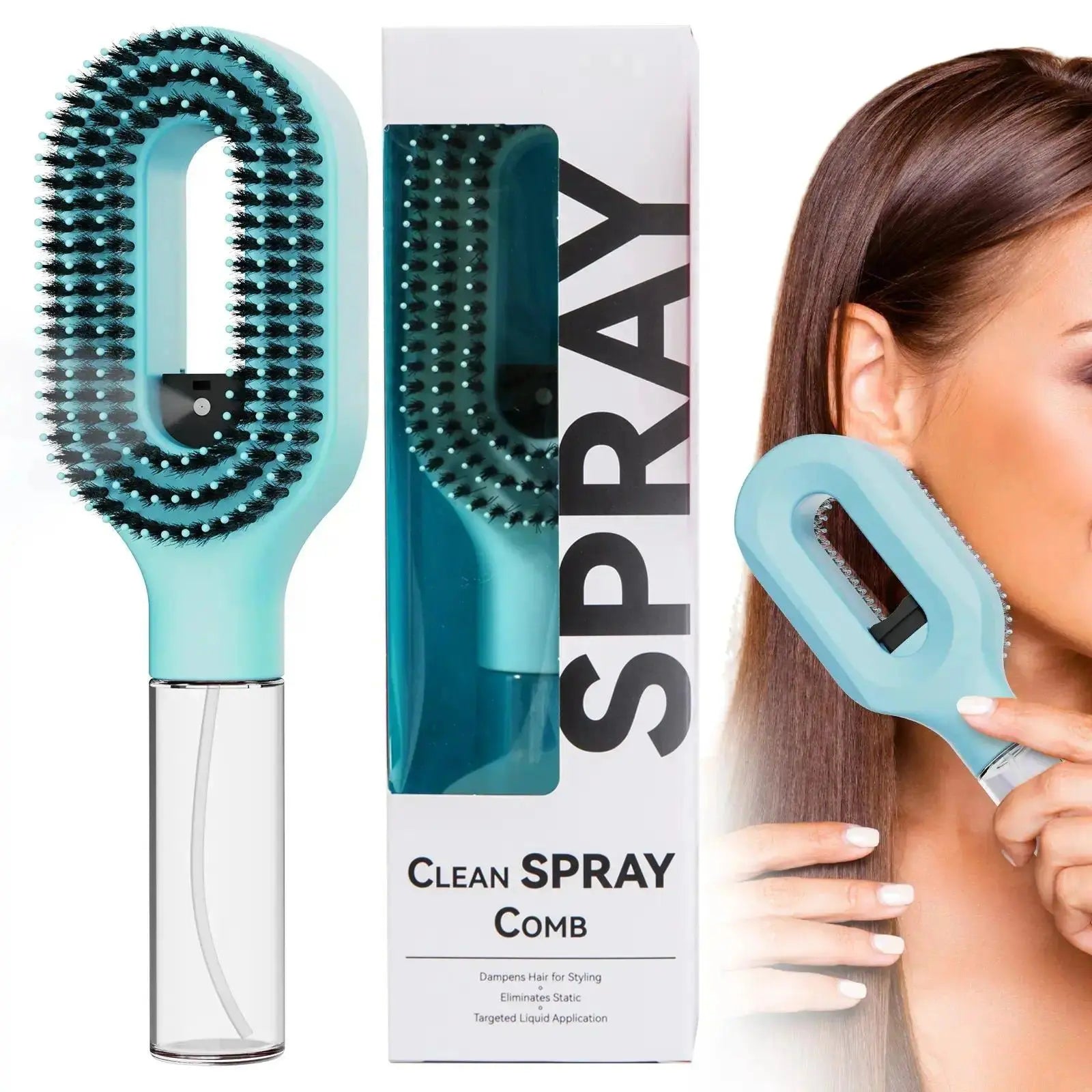 Compact Detangling Brush with Hydrating Mist Spray - Ergonomic, Eco-Friendly Frizz Control Styler for Curly Hair, Travel, and Morning Routines, Detangler Brush, Styling Brush, anti Tangle Brush, Travel Hairbrush