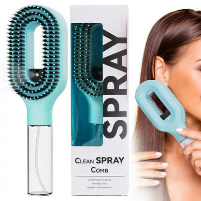 Compact Detangling Brush with Hydrating Mist Spray - Ergonomic, Eco-Friendly Frizz Control Styler for Curly Hair, Travel, and Morning Routines, Detangler Brush, Styling Brush, anti Tangle Brush, Travel Hairbrush