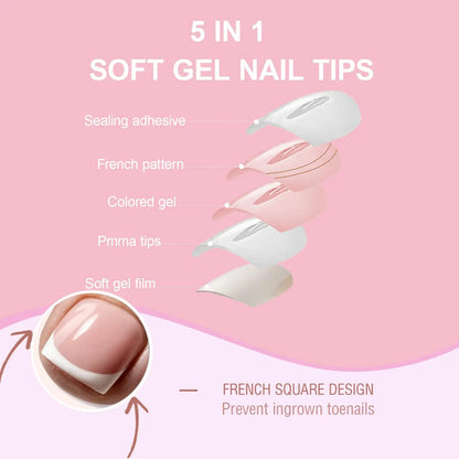 CHOIN Press on Toe Nails Set - 150Pcs Pre-Shaped Square Soft Gel Acrylic Nails, Berry Pink Full Cover Long-Lasting Stick & Build Extensions, 15 Multi-Size Glossy French Tips for DIY Pedicure, Valentine'S Day Gift, Press on Nail Sets