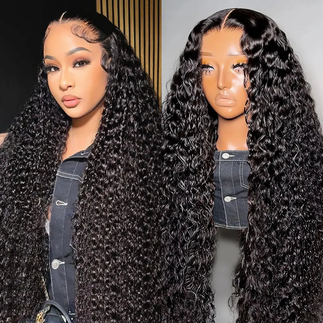 Urody 220% Density Curly Hair Wigs HD Transparent 13X6 Lace Front Wigs Brazilian Deep Curly Pre Plucked Human Hair Wigs Deep Wave Lace Frontal Wigs for Women