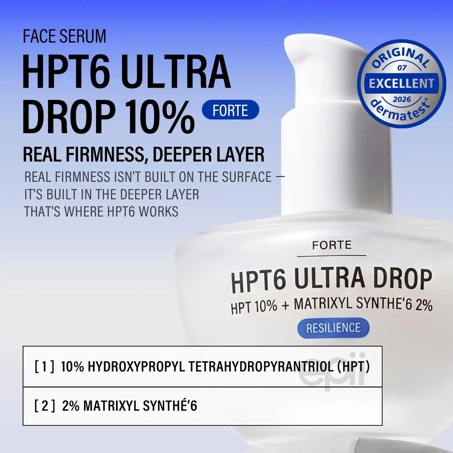 [Epii] HPT6 Ultra Drop 10% - anti Aging Peptide Serum for Face with HPT Complex 10% & Matrixyl Synthe'6 2% - Firming & Skin Tightening Serum for Wrinkles, Fine Lines, Elasticity & Deep Hydration 30Ml