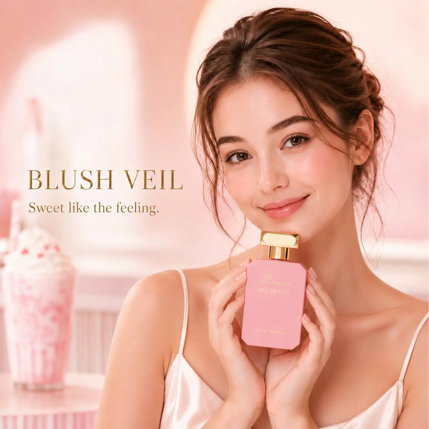 Paruvea Blush Veil Extrait De Parfum | Sweet Creamy Strawberry Milkshake | Blackberry Vanilla Jasmine | Soft Feminine Fruity Floral Perfume 100Ml (3.4 Fl Oz), #Backtoschool
