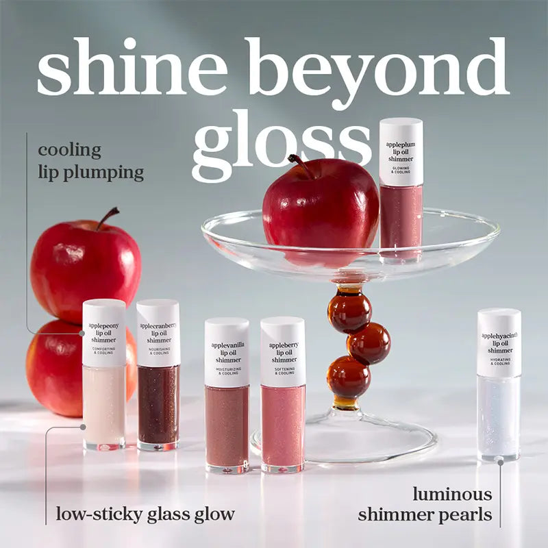 Nooni Korean Apple Shimmer Lip Oil + Lip Stain | Glossy Lip Stain, Tinting & Long Lasting, Moisturizing Lip Care (6 Options) Hydrate Lipgloss Lipstick Makeup Glossy Hydrating Moisturizer Plump Transfer-Proof