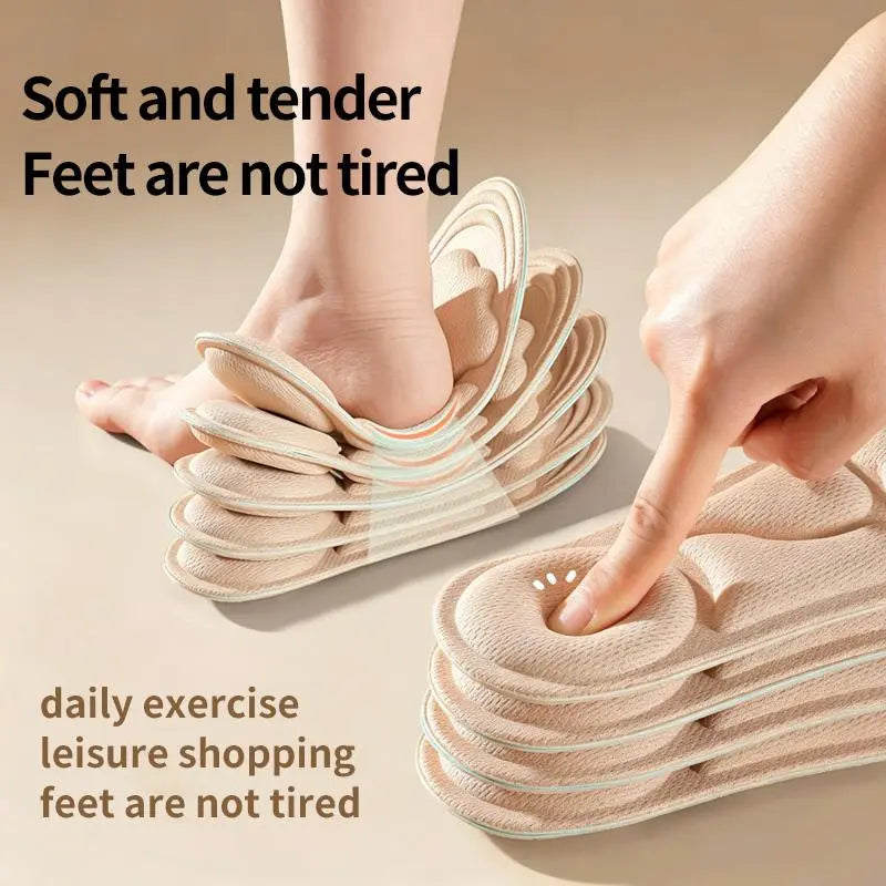 5D Cloud Technology Insoles, Super Soft, Sweat-Wicking, Breathable, Ultra Comfortable, Sports Shoe Insoles with Acupoint Function Massage Beige Footwear