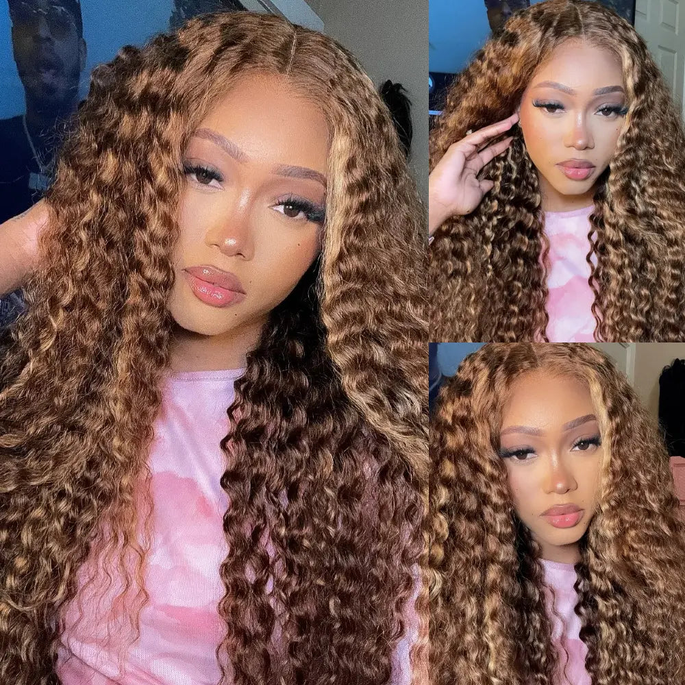 Urody 220% Density Curly Hair Wigs HD Transparent 13X6 Lace Front Wigs Brazilian Deep Curly Pre Plucked Human Hair Wigs Deep Wave Lace Frontal Wigs for Women