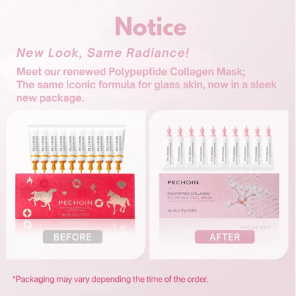 【Pink】Pechoin Polypeptide Collagen Illuminating Mask｜No-Rinse Collagen Cream-To-Clear Film Face Mask for Dewy Glow｜Firm-Looking Skin & Hydration