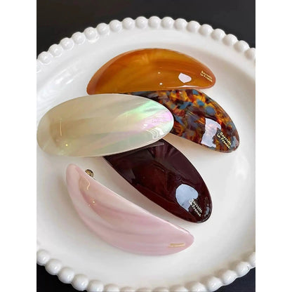 5 Pack French Style Acrylic Hair Barrettes for Women – Large Oval Tortoise Shell Hair Clips, Non-Slip Strong Hold Hair Accessories for Thick & Thin Hair,Summerwins