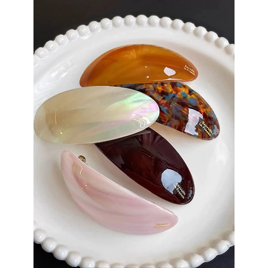 5 Pack French Style Acrylic Hair Barrettes for Women – Large Oval Tortoise Shell Hair Clips, Non-Slip Strong Hold Hair Accessories for Thick & Thin Hair,Summerwins