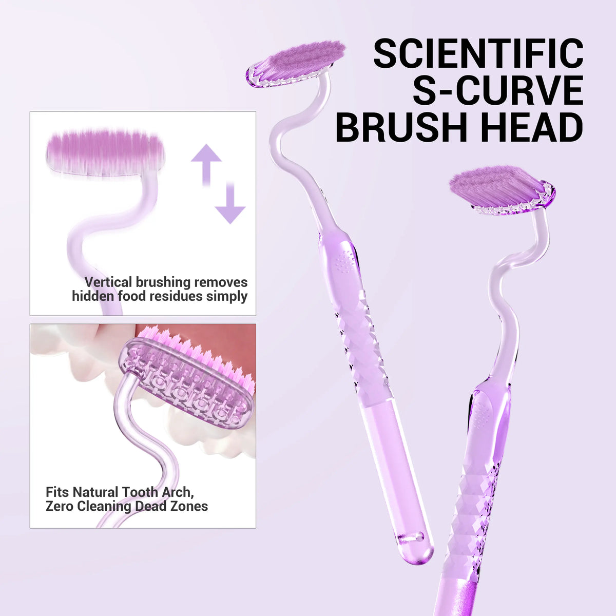 CEELIKE S-Type Vertical Toothbrush - Ultra-Soft Fine Bristles, Oval Design, Polypropylene & PBT Plastic, Unisex Adult Non Toxic Toothbrush for Oral Care Supplies, Deep Clean & Sensitivity Relief, Daily Dental Care