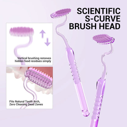 CEELIKE S-Type Vertical Toothbrush - Ultra-Soft Fine Bristles, Oval Design, Polypropylene & PBT Plastic, Unisex Adult Non Toxic Toothbrush for Oral Care Supplies, Deep Clean & Sensitivity Relief, Daily Dental Care
