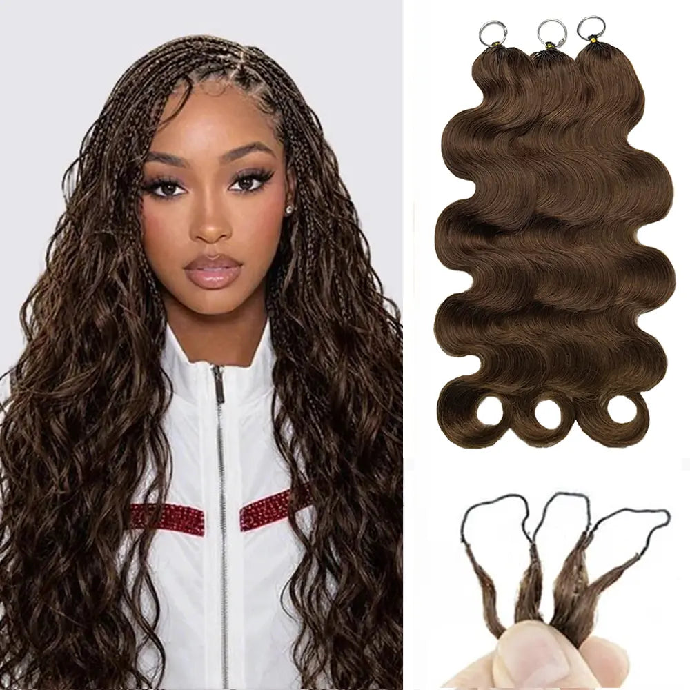 Asakiss Hair #4 Chocolate Brown Body Wave Crochet Human Hair for Miracle Knots, Burmese Curlycrochet Hair Pre-Separated Soft Lightweight Natural Look Boho Braids 50G/Pack,4-5 Packs for Full Head,Reusable Feather Crochet Extensions