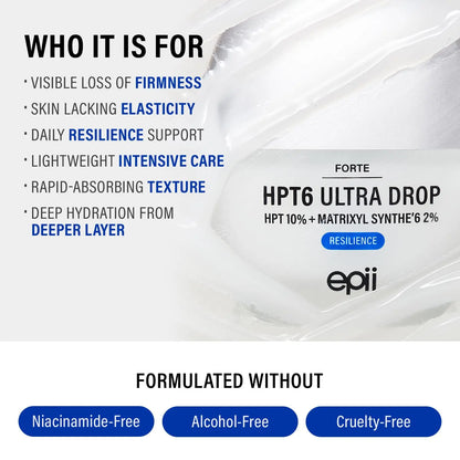 [Epii] HPT6 Ultra Drop 10% - anti Aging Peptide Serum for Face with HPT Complex 10% & Matrixyl Synthe'6 2% - Firming & Skin Tightening Serum for Wrinkles, Fine Lines, Elasticity & Deep Hydration 30Ml