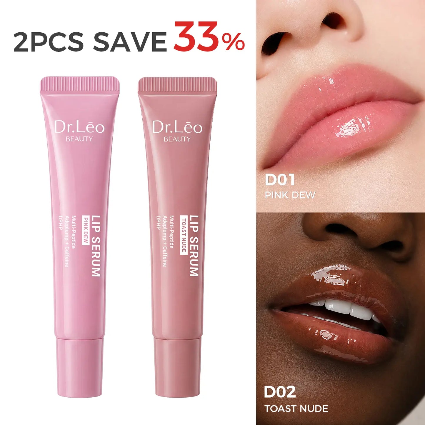Dr.Leo Tinted Peptide Lip Serum – Brightens Dull-Looking Lips & Smooths Lip Lines, Sheer-To-Buildable Glossy Color + Hydrating Lip Care, Pink Dew / Toast Nude, 15G #Sohochic #Tiktokshopbacktoschool, Lip Tint, Moisturize, Daily