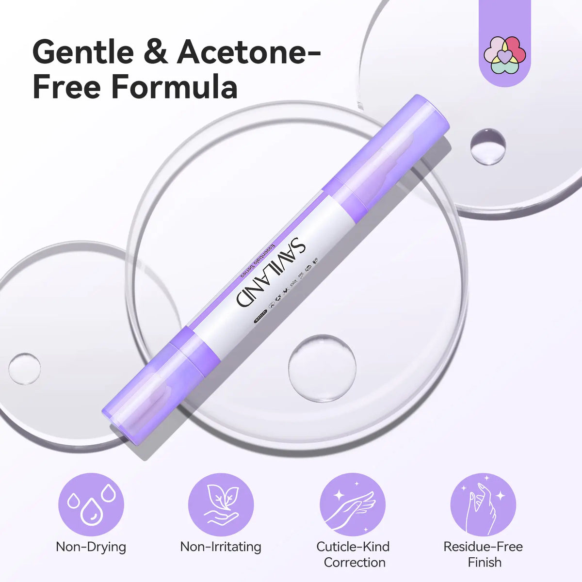 SAVILAND Nail Polish Remover Corrector Pen Set - Refillable Precision Cleanup Marker | Acetone-Free Gentle Formula for Cuticle Edge Clean Up, DIY Manicure