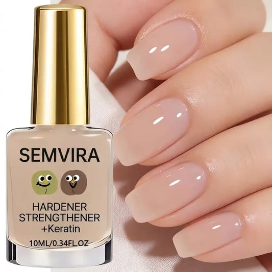 10Ml Keratin Nail Strengthener Polish - Single Bottle, Milky Nude Gloss Finish, Anti-Break Care Formula, Natural Nails Hardener Treatment, Quick Dry for Healthy Manicure
