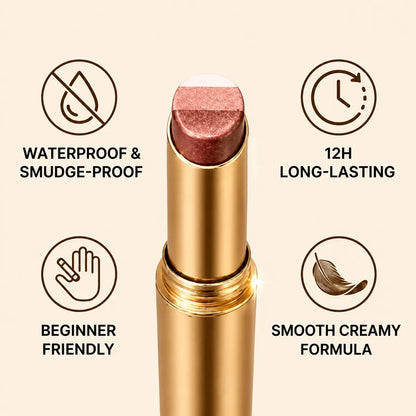 Pack of 4 3-Color Eyeshadow Stick Gradient, Waterproof Long Lasting Creamy Shimmer Eye Shadow, Portable Smudge-Proof Glitter Makeup for Women, Day to Night (Fine Shimmer Brownish Orange)