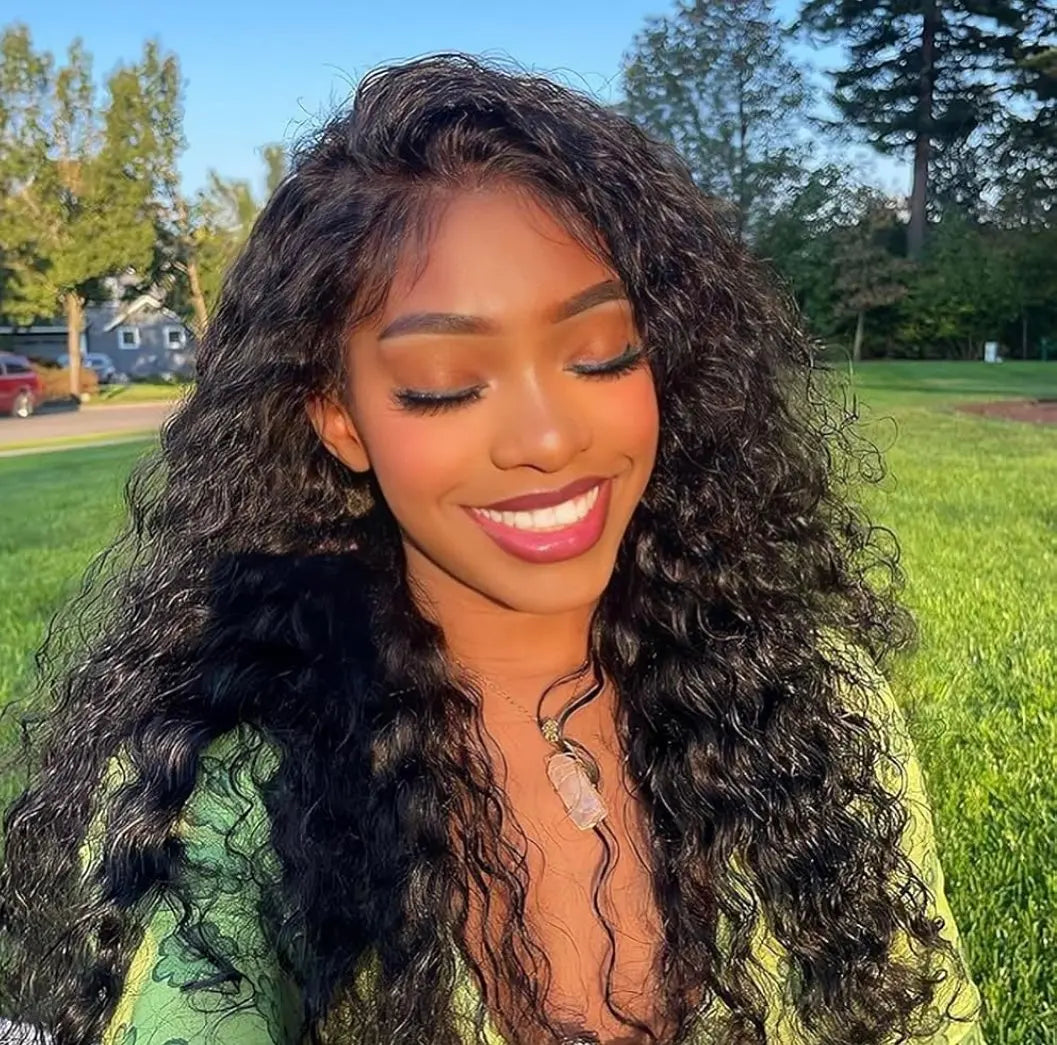 Urody 220% Density Curly Hair Wigs HD Transparent 13X6 Lace Front Wigs Brazilian Deep Curly Pre Plucked Human Hair Wigs Deep Wave Lace Frontal Wigs for Women