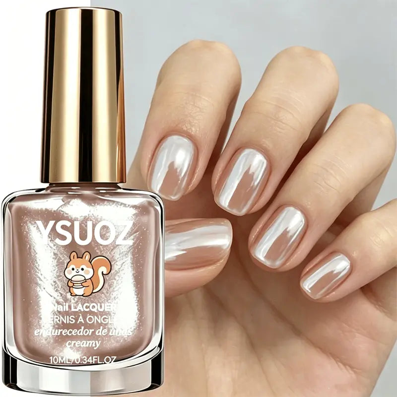 Summer Nude Pearlescent Nail Strengthener - Uv-Free Polish, Natural, Quick-Drying, Apply without UV, Brightens Tips, Suitable for Hands & Feet, Ideal for Busy Days & Summer Beach Look, Nail Care Enhancer