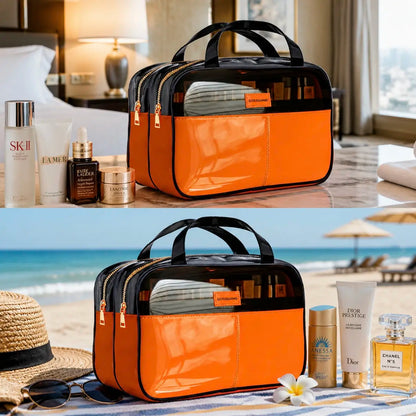 GORISGARMO Clear Toiletry Bag, Double-Layer Travel Toiletry Bag Carry on Travel Accessories Bag, Water Repellent Makeup Cosmetic Bag for Women Tiktokshopbacktoschool,Back to School,Back to School Haul