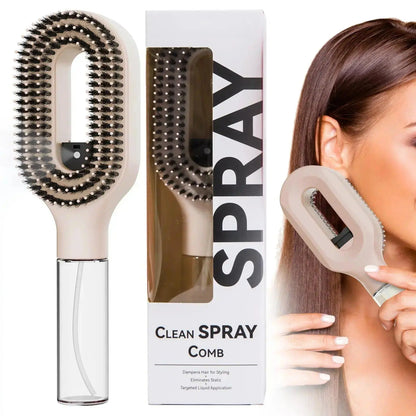 Compact Detangling Brush with Hydrating Mist Spray - Ergonomic, Eco-Friendly Frizz Control Styler for Curly Hair, Travel, and Morning Routines, Detangler Brush, Styling Brush, anti Tangle Brush, Travel Hairbrush