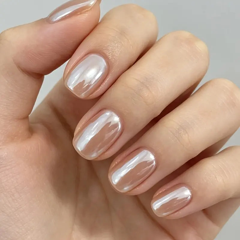 Summer Nude Pearlescent Nail Strengthener - Uv-Free Polish, Natural, Quick-Drying, Apply without UV, Brightens Tips, Suitable for Hands & Feet, Ideal for Busy Days & Summer Beach Look, Nail Care Enhancer