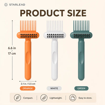 STARLEAD Hair Brush Cleaner Tool, Dual-Action Hairbrush Cleaning Comb with Scrubbing Bristles, Reusable Brush Cleaner for Removing Trapped Hair and Buildup, Easy Wash Hair Care Tool for Home, Salon and Travel