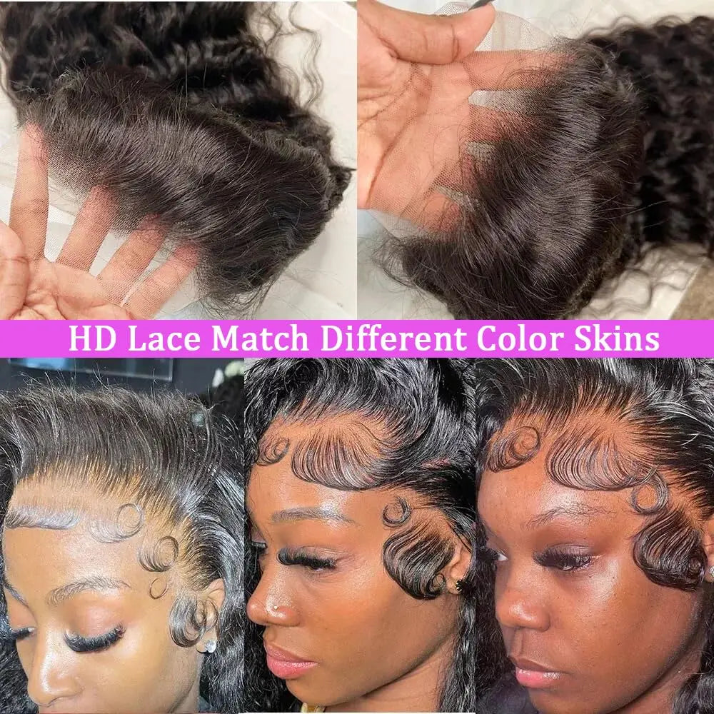 Urody 220% Density Curly Hair Wigs HD Transparent 13X6 Lace Front Wigs Brazilian Deep Curly Pre Plucked Human Hair Wigs Deep Wave Lace Frontal Wigs for Women