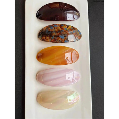 5 Pack French Style Acrylic Hair Barrettes for Women – Large Oval Tortoise Shell Hair Clips, Non-Slip Strong Hold Hair Accessories for Thick & Thin Hair,Summerwins