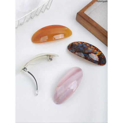 5 Pack French Style Acrylic Hair Barrettes for Women – Large Oval Tortoise Shell Hair Clips, Non-Slip Strong Hold Hair Accessories for Thick & Thin Hair,Summerwins