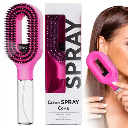 Compact Detangling Brush with Hydrating Mist Spray - Ergonomic, Eco-Friendly Frizz Control Styler for Curly Hair, Travel, and Morning Routines, Detangler Brush, Styling Brush, anti Tangle Brush, Travel Hairbrush