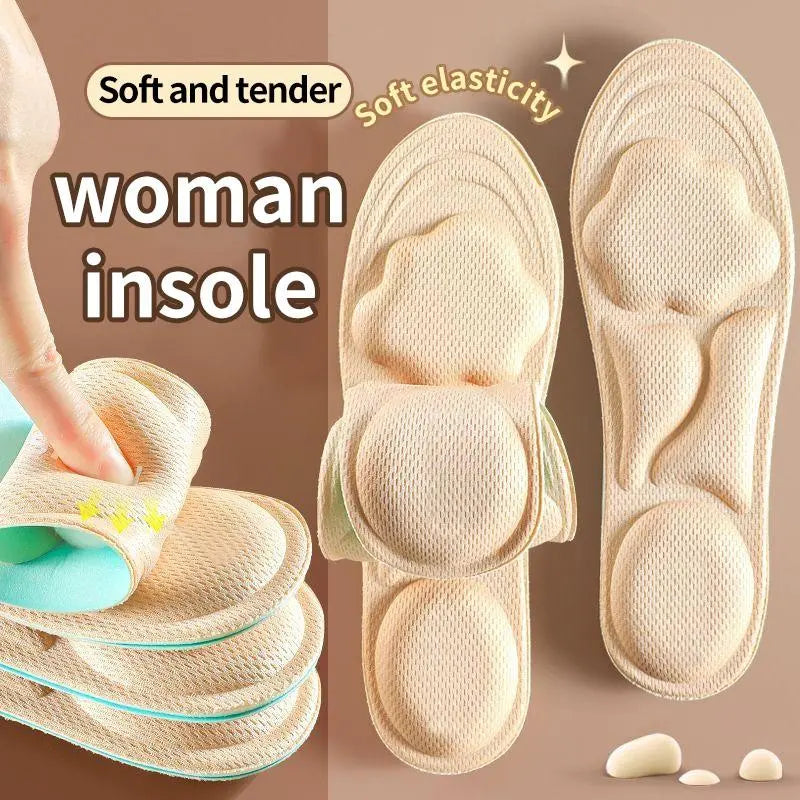 5D Cloud Technology Insoles, Super Soft, Sweat-Wicking, Breathable, Ultra Comfortable, Sports Shoe Insoles with Acupoint Function Massage Beige Footwear